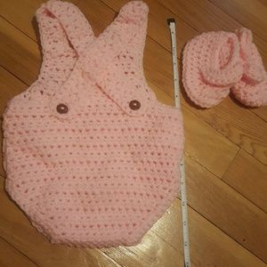Handmade crocheted baby outfit